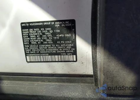 2024 Volkswagen Id.4 Standard from USA, damaged, VIN 1V2BMPE84RC008598